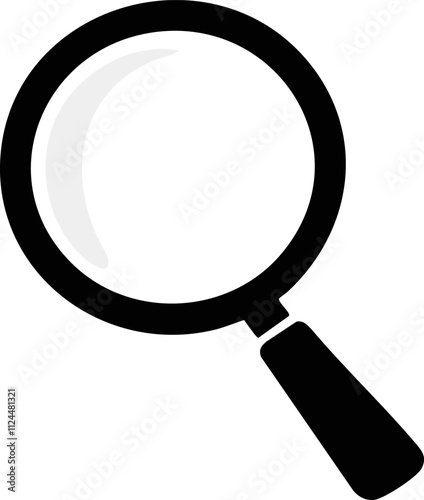 A simple magnifying glass icon representing search, exploration, and investigation, ideal for digital and print media.