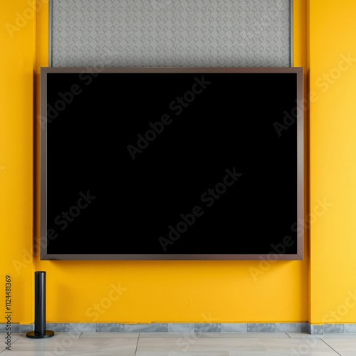 Three symetric blank billboard on a wall place for text banner mockup advertising blank business display template photo