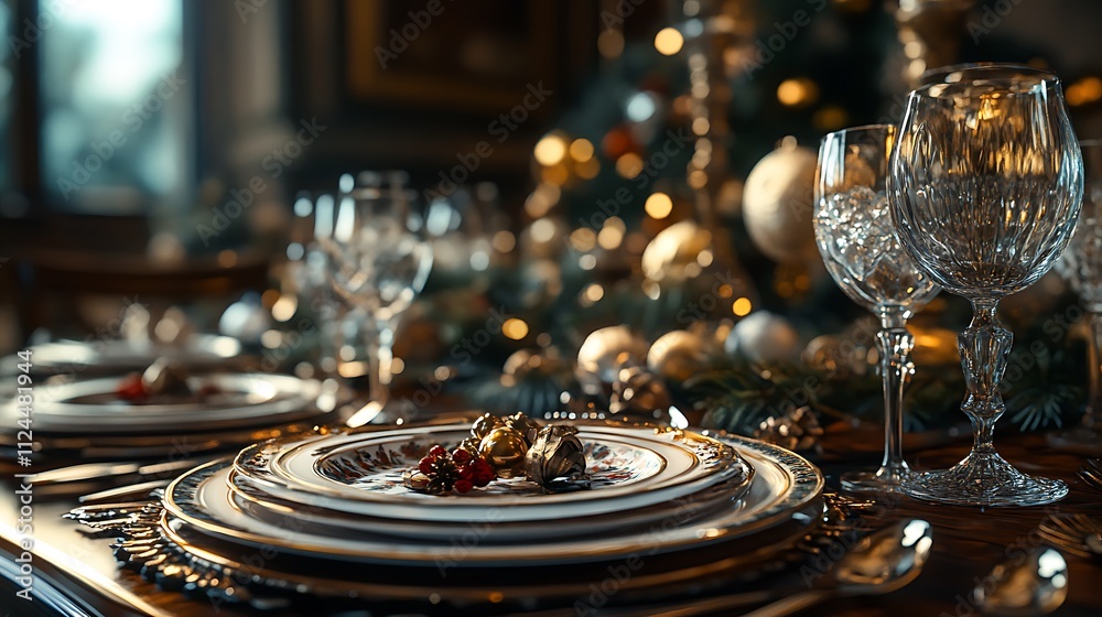 Elegant dinner setting close-up photography of cozy celebration Elegant dinner setting close-up photography of cozy celebration