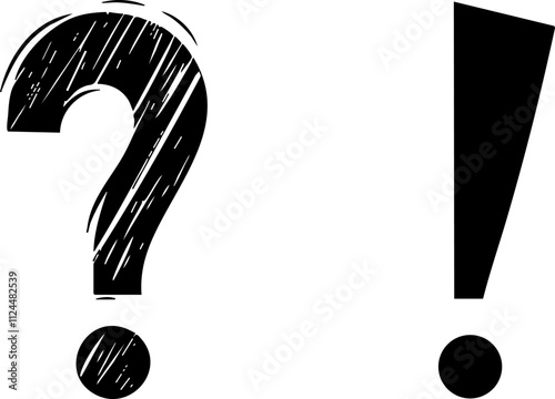 A creative illustration featuring a question mark and an exclamation mark, symbolizing inquiry and emphasis in communication.