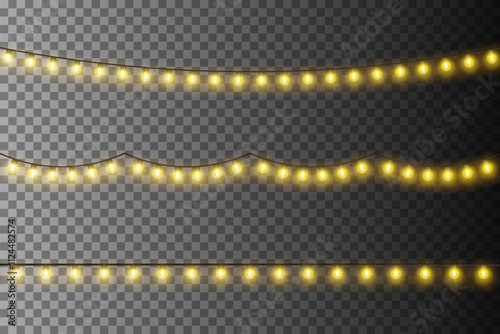 Bright yellow christmas new year garland holiday decoration