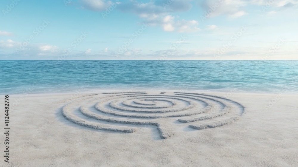 Serene Beach Maze Ocean View Sand Spiral Tranquil Escape Serene Beach Maze Ocean View Sand Spiral Tranquil Escape