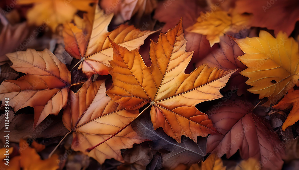 A Beautiful Autumn Background with Vibrant Maple Leaves in Shades of Orange, Yellow, and red creates a Warm and Cozy Seasonal Ambiance A Beautiful Autumn Background with Vibrant Maple Leaves in Shades of Orange, Yellow, and red creates a Warm and Cozy Seasonal Ambiance