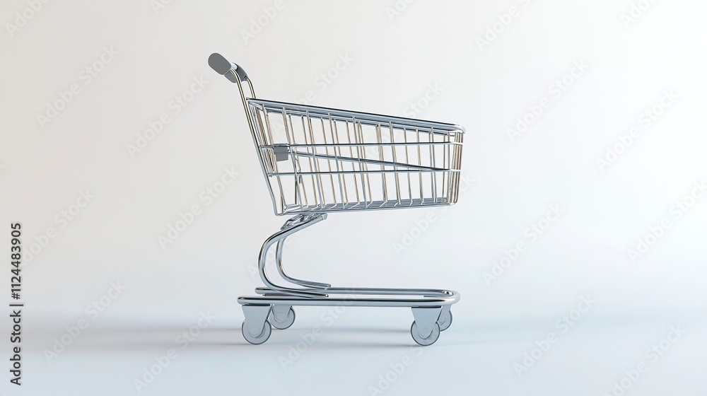 Shopping trolley isolated on white. Realistic. 3D render. Shopping trolley isolated on white. Realistic. 3D render.