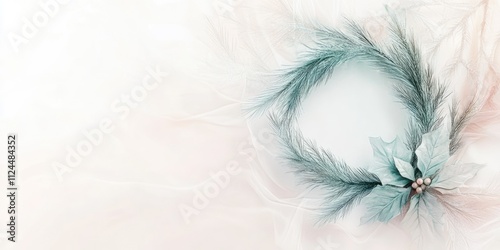Elegant Christmas Wreath on Soft Pastel Background