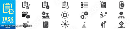 Task icon set. workflow multitasking editable stroke icons collection. Vector illustration