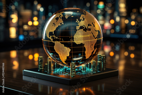 Extraordinary The earth as a glass ball on the table
