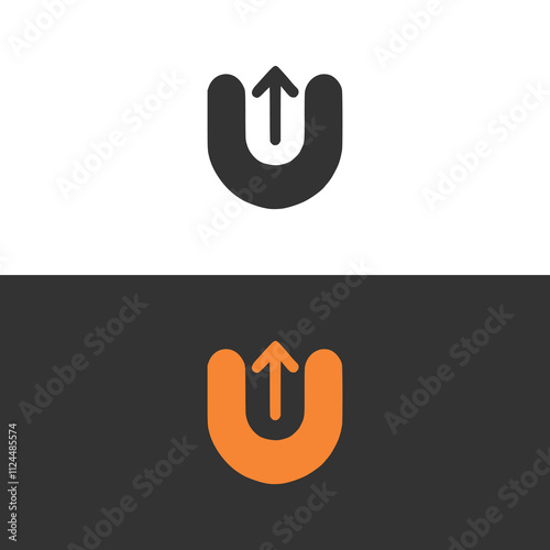 letter U with arrow logo vector illustration template design