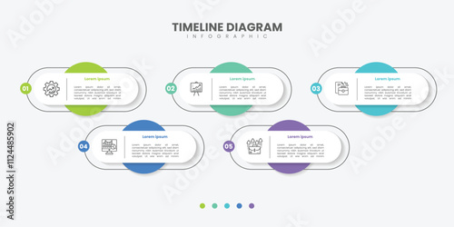 Modern infographic template. Creative circle element design with marketing icons. Business concept with 5 options