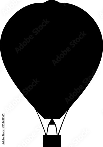 A simple silhouette of a hot air balloon, symbolizing adventure and travel, perfect for various seasonal or celebratory themes.