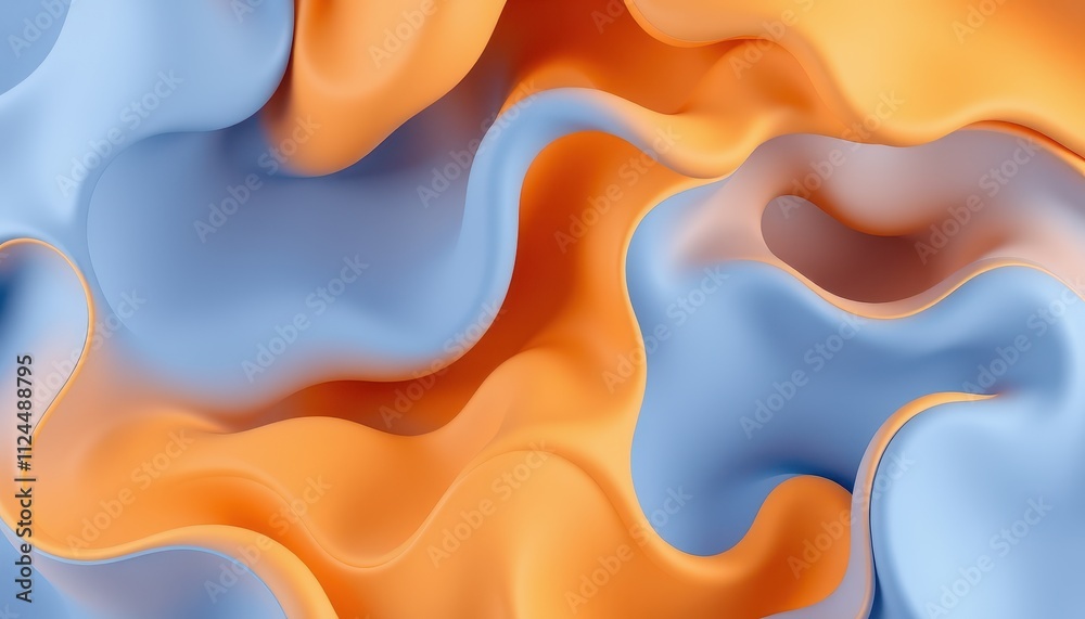 Fototapeta premium Abstract Blue and Orange Fluid Wave Design