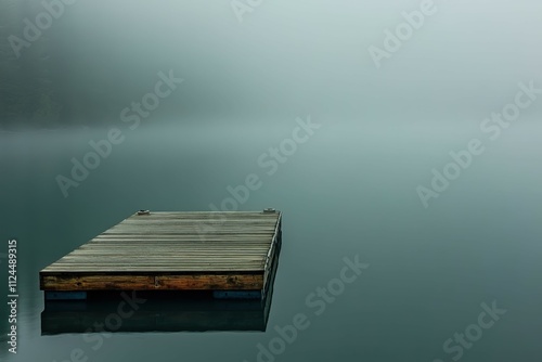 A pier juts into the mirror-like waters of Breton Bay, in Leonardtown, Maryland.. Beautiful simple AI generated image photo