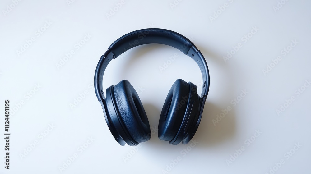 Sleek Black Headphones on Light Background Sleek Black Headphones on Light Background