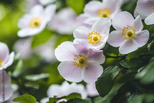 Black ants in the flower petal area - generative ai. Beautiful simple AI generated image