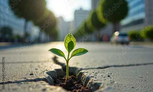 plant growing in earth fracture