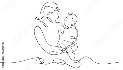 Mother and Child One-Line Art – Continuous Contour Drawing 