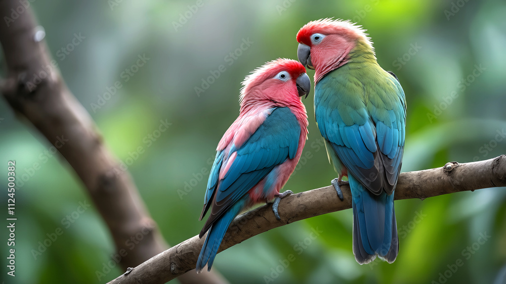 A vibrant blue and gold macaw, a tropical bird with a colorful beak, perches on a green branch A vibrant blue and gold macaw, a tropical bird with a colorful beak, perches on a green branch
