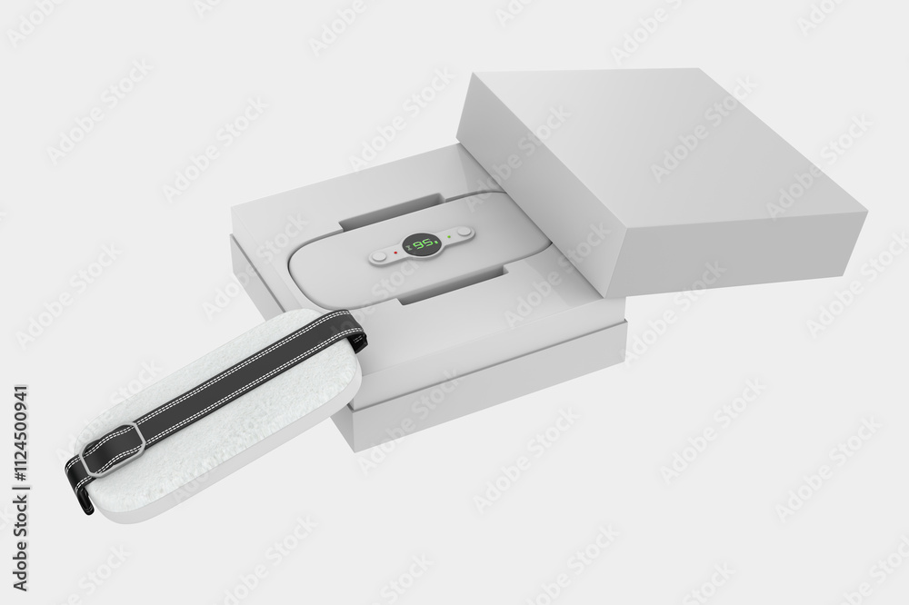 Portable menstrual cramps warm Belt isolated on white background. 3d illustration Portable menstrual cramps warm Belt isolated on white background. 3d illustration