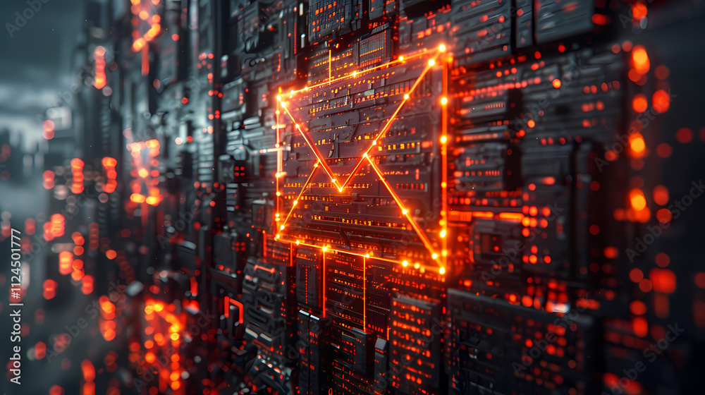 Digital Communication: A glowing email symbol pulses on a futuristic, abstract circuit board, symbolizing the speed and power of modern communication. Digital Communication: A glowing email symbol pulses on a futuristic, abstract circuit board, symbolizing the speed and power of modern communication.