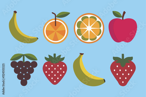 Sweet ripe fruits and berries on white background