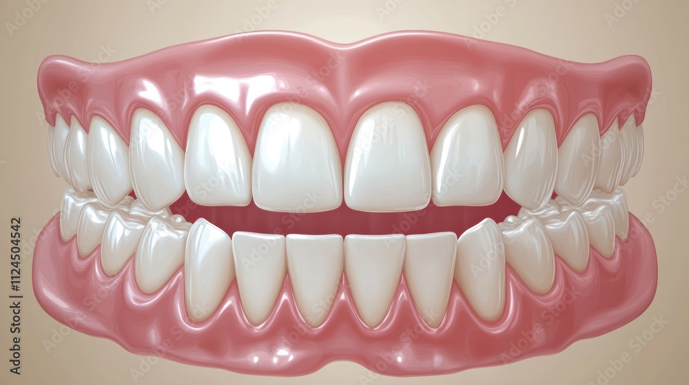 Obraz premium 3D model of human teeth and gums for dental illustration.
