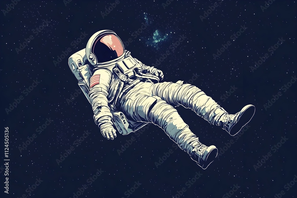 Astronaut floating in the vast expanse of outer space amidst distant stars Astronaut floating in the vast expanse of outer space amidst distant stars