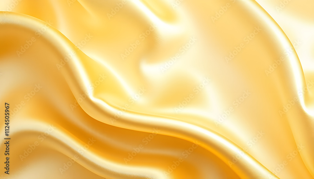 Fototapeta premium yellow gold satin texture that is white silver fabric luxurious shiny that is abstract silk cloth background with patterns soft waves blur beautiful, hand-drawn digital illustration