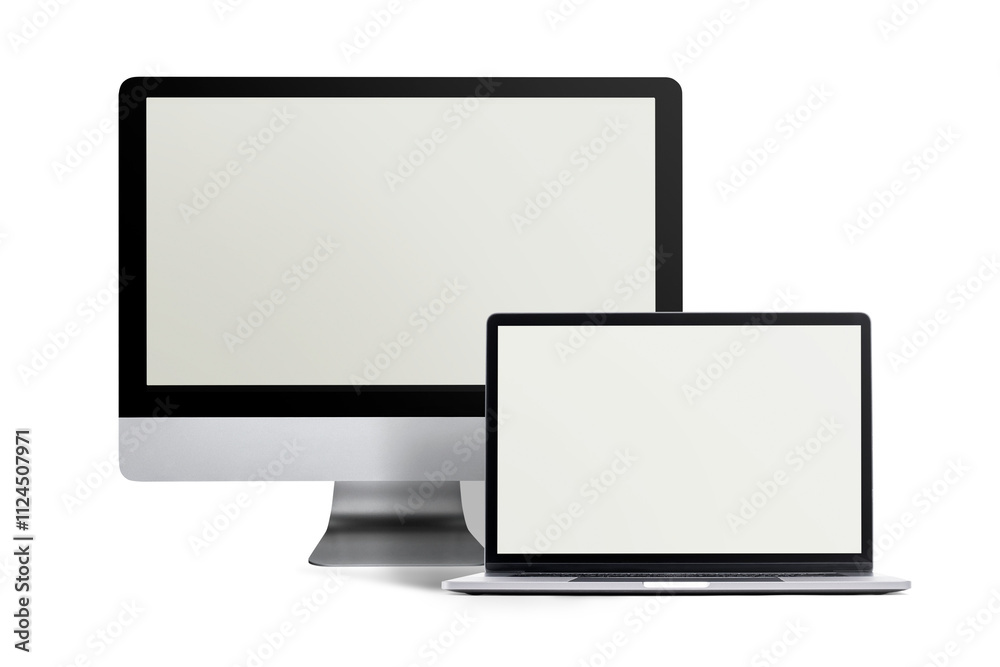 Desktop and laptop screen computer mockup png digital device Desktop and laptop screen computer mockup png digital device