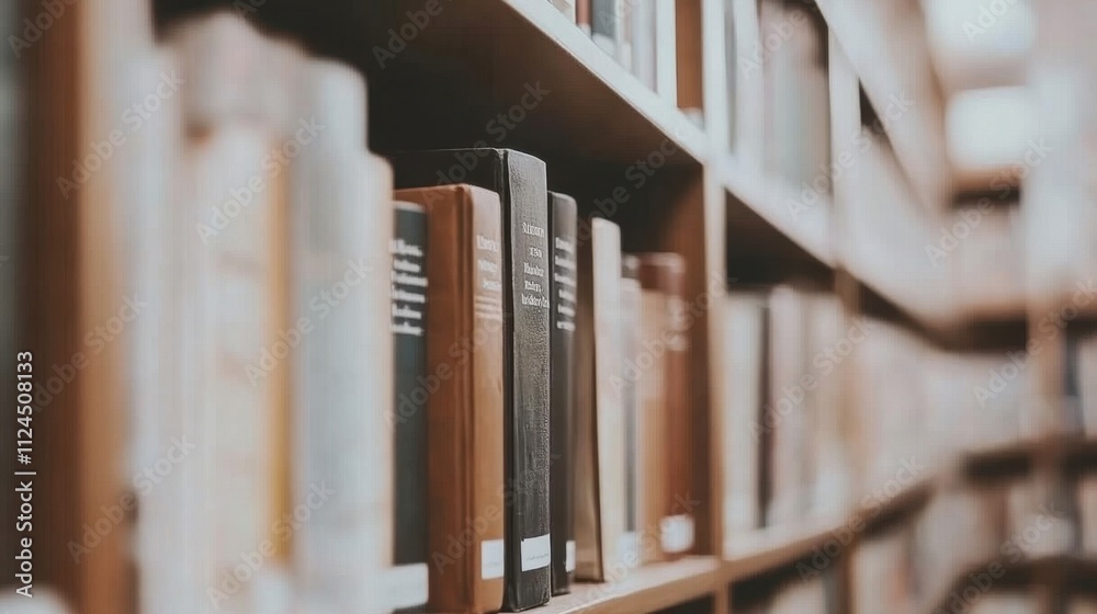 Cozy Bookshelf Filled with Hardcover Tomes in a Warm, Inviting Library Cozy Bookshelf Filled with Hardcover Tomes in a Warm, Inviting Library