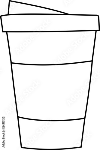 Line Art of a Disposable Coffee Cup.