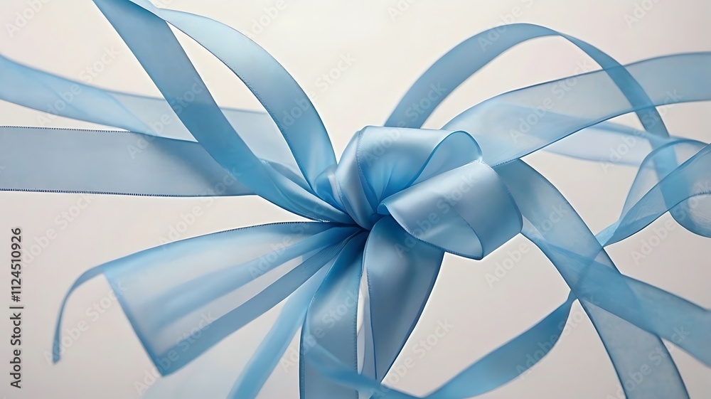 A Light Blue Ribbon Forms An Elegant Bow A Light Blue Ribbon Forms An Elegant Bow