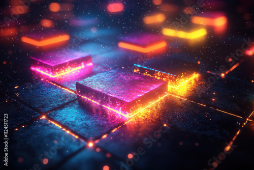Glowing Neon Cubes