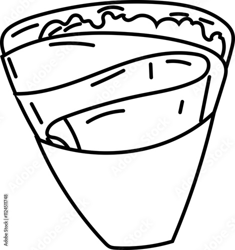 Line Art of Japanese Crepe Dessert in Cone.