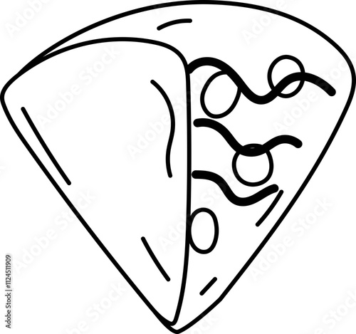 Line Art of Japanese Crepe Dessert in Cone.