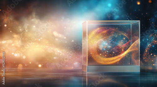 Glass Cube with Galaxy Inside