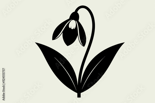 Snowdrop flower silhouette black color vector illustration 