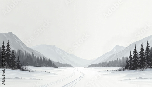 Winter Mountain Landscape - Snowy Path