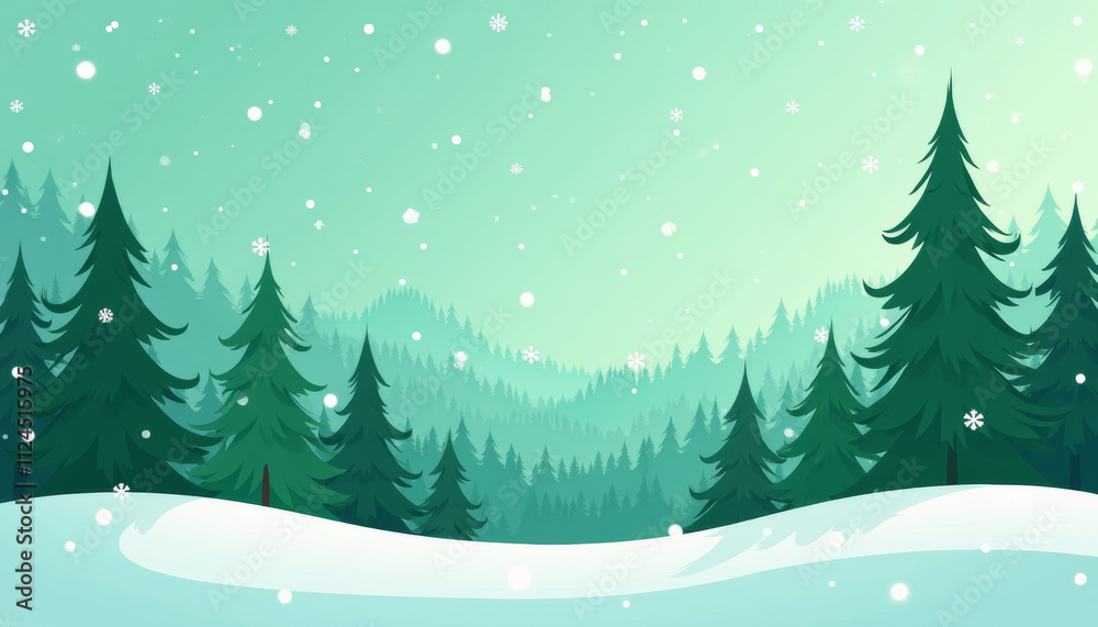 Fototapeta premium Winter Forest Landscape with Snow