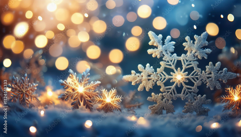 Festive Christmas Wallpaper with Snowflakes and Lights Festive Christmas Wallpaper with Snowflakes and Lights