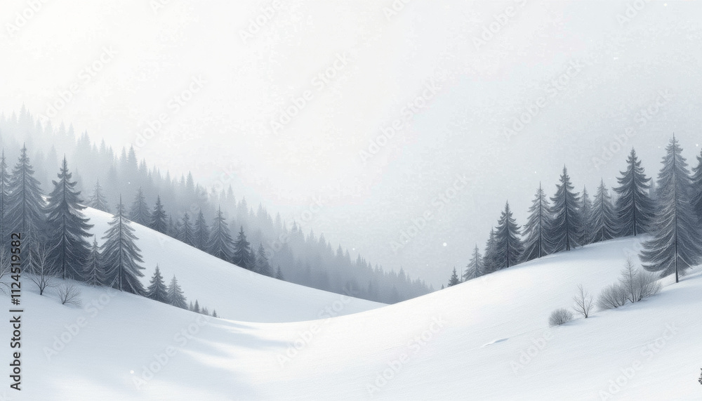 Obraz premium Snowy Mountain Landscape in Winter