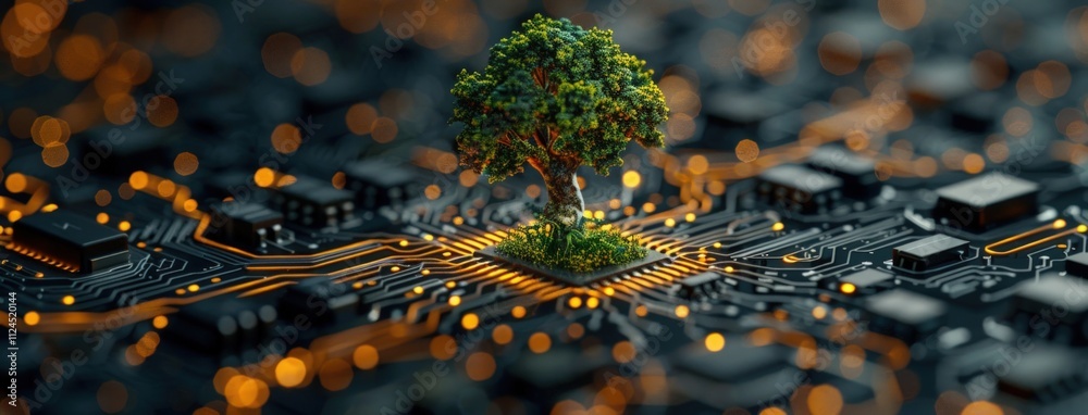 tree growing on top of an electronic circuit board tree growing on top of an electronic circuit board