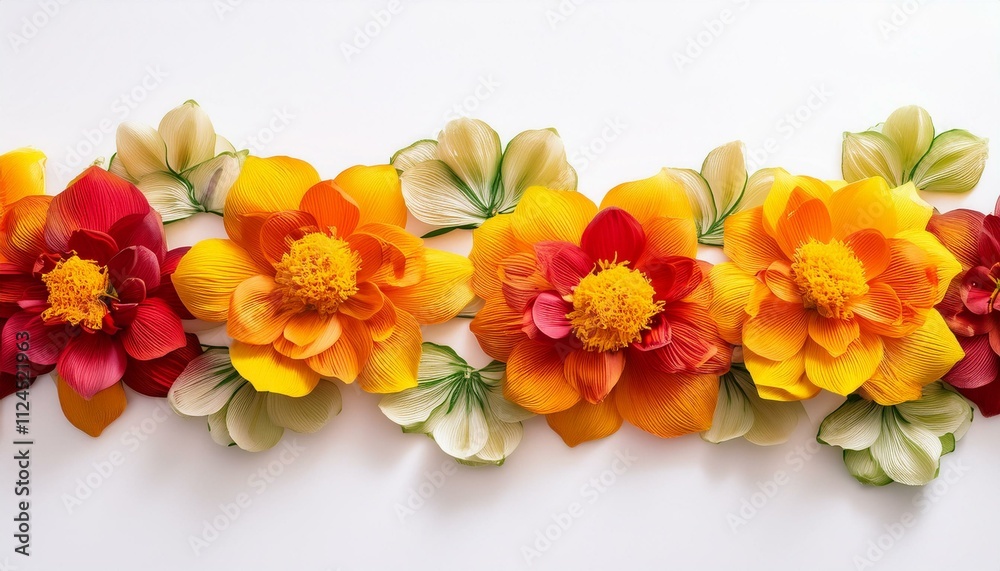 Fototapeta premium Garland flower border plant nature petal on isolate white background