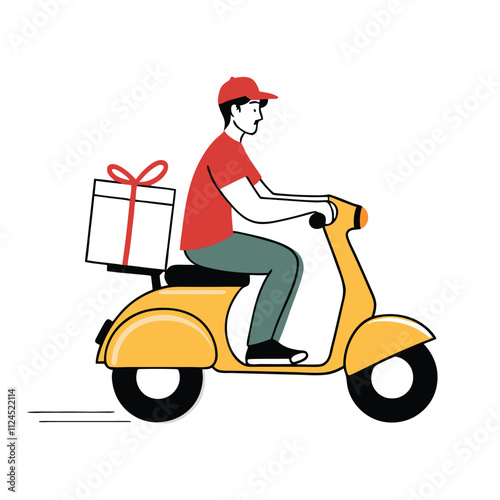a man riding a yellow scooter