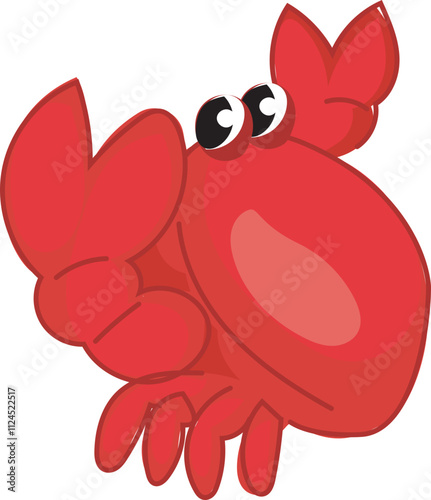 Vector illustration of a cute cartoon red crab with big eyes.