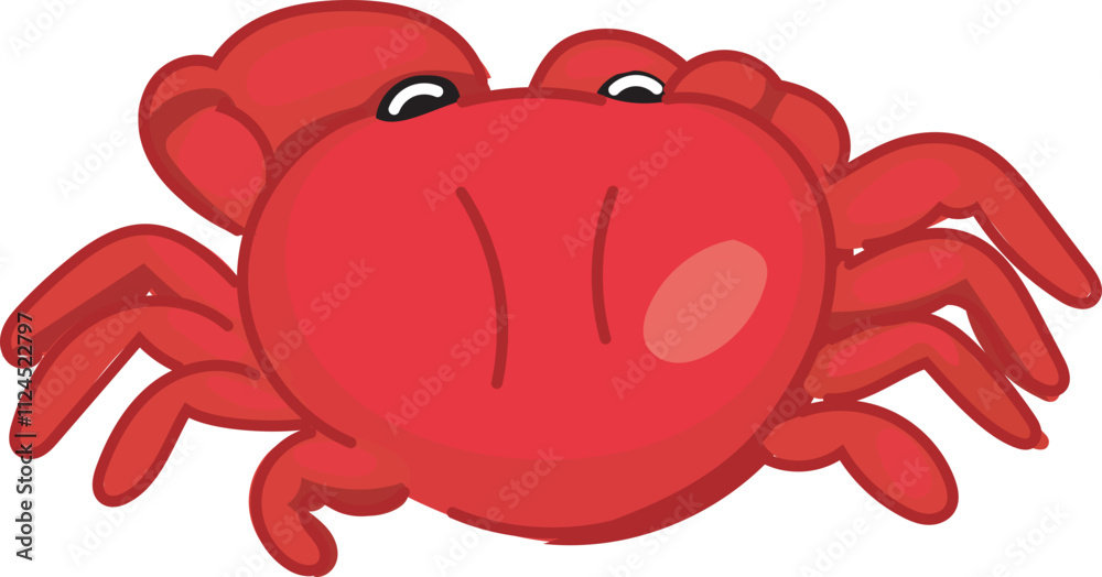 Vector illustration of a cute cartoon red crab with big eyes. Vector illustration of a cute cartoon red crab with big eyes.