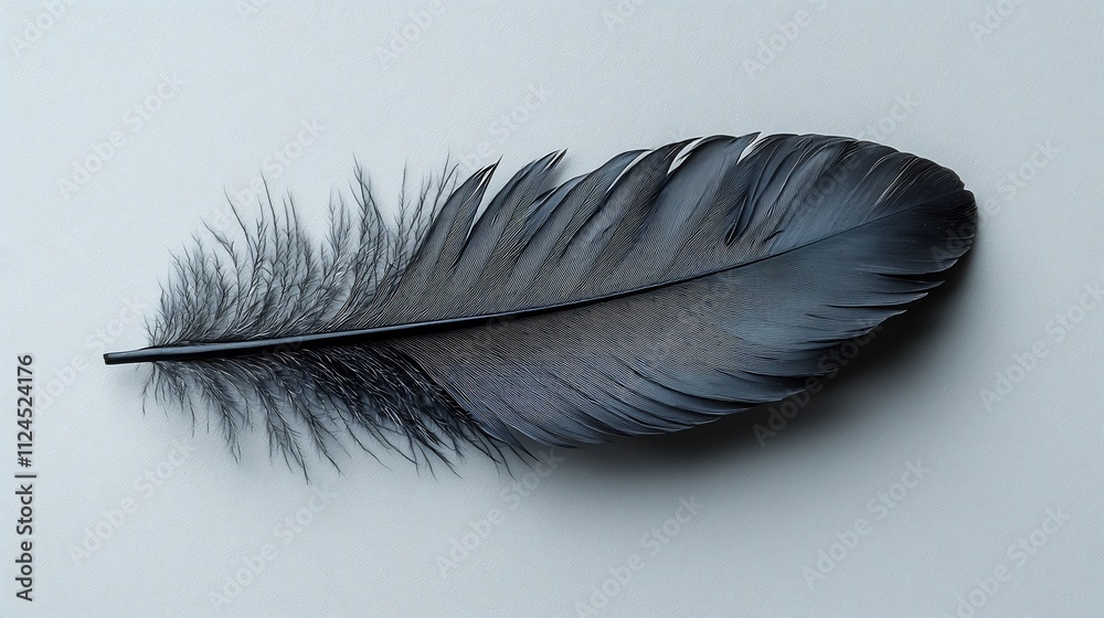 Minimalist Black Tattoo of a Delicate Feather Representing Freedom and Spirituality