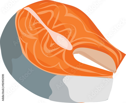 Vector illustration of a fresh salmon fillet with vibrant orange flesh and visible lines.