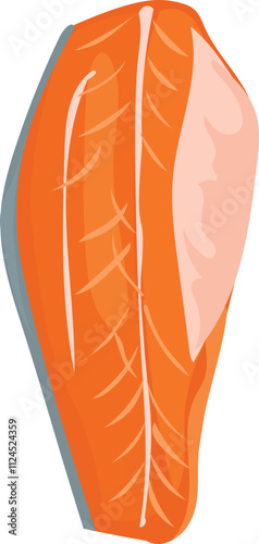Vector illustration of a fresh salmon fillet with vibrant orange flesh and visible lines.