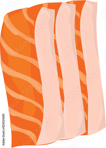 Vector illustration of a fresh salmon fillet with vibrant orange flesh and visible lines.