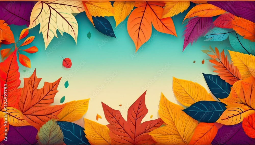 Fototapeta premium Colorful autumn leaves frame